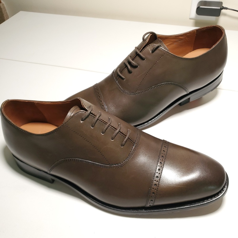 New Allen Edmonds Brady Cap Toe Oxford Mens 12D Olive Green Leather